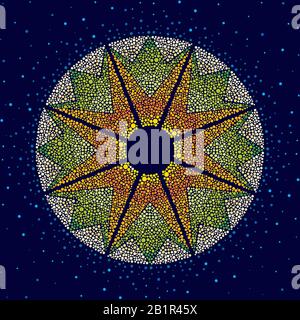 Vector illustration of star made of dots. Background textured element. Stock Vector