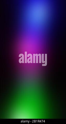 Beautiful defocused neon blue purple green lights on black background vertical layout Stock Photo