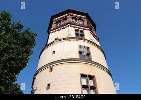 Dusseldorf city in Germany. Old castle tower. Stock Photo