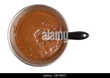 Chocolate Brownie Mix In A Metal Bowl Stock Photo