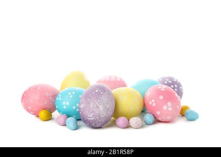 Colorful Easter eggs isolated on white background Stock Photo