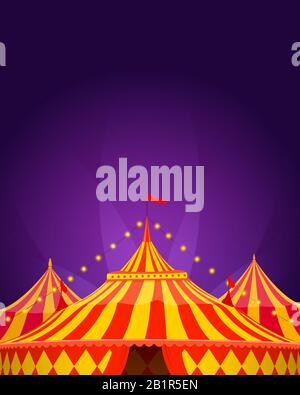 Big Top Circus Tent with Spotlights Background Stock Vector
