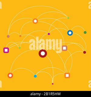 Circular connect the dots background, simple and flat colors. eps10. Stock Vector