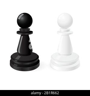 Pawns. Black and white chess pieces Stock Vector
