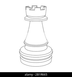 Chess rook. Outline drawing Stock Vector