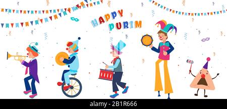 Purim banner template design, Jewish holiday vector illustration . happy Purim vector. Stock Vector