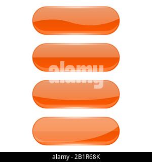 Web glass buttons. Orange shiny oval icons Stock Vector