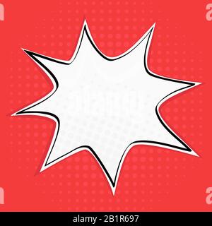 Speech bubble in star shape. On red background. Pop art style Stock Vector