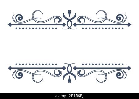 Text floral decorations. Symmetric typographic elements isolated on white background Stock Vector
