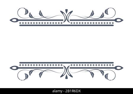 Text floral decorations. Symmetric typographic elements isolated on white background Stock Vector