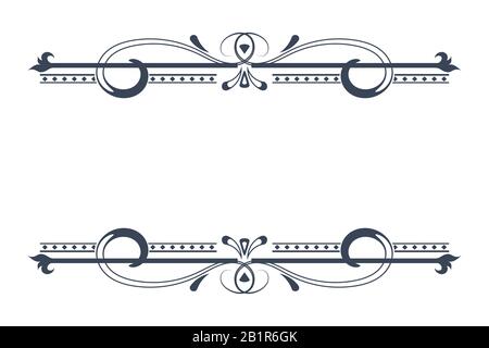 Text floral decorations. Symmetric typographic elements isolated on white background Stock Vector