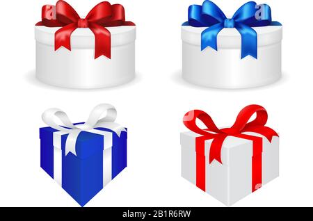 Gift boxes decorated with ribbon bows Stock Vector