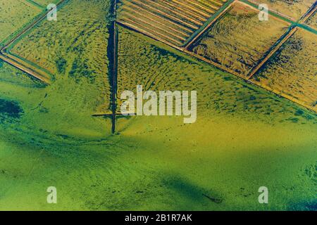 aerial view of the North Sea, barriers for land reclamation, Germany, Schleswig-Holstein, Schleswig-Holstein Wadden Sea National Park Stock Photo