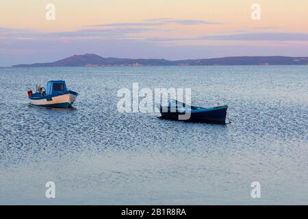 fishing boats at Porto Botte, Italy, Sardegna, Sant Antioco, Cortiois Stock Photo