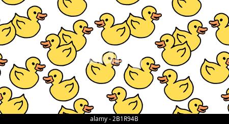 Yellow ducks bath toy. Doodle style seamless texture. Stock Vector