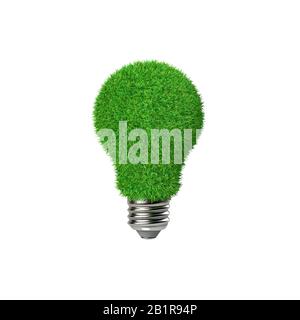 Green symbol of made of grass, ecology concept, 3d render. Stock Photo