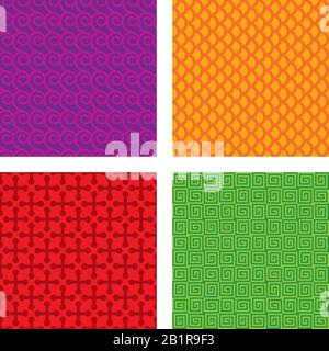 Set of four geometric seamless textures. Stock Vector