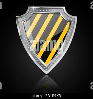 Shield. Shiny emblem under construction Stock Vector