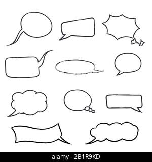 Speech bubbles. Hand drawn sketch Stock Vector