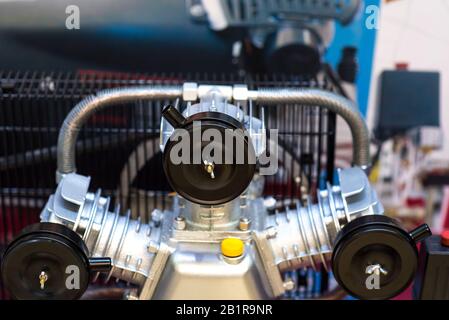 Close up shot of common rail diesel engine. Stock Photo