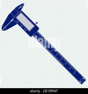 Calipers icon on lined paper background Stock Vector