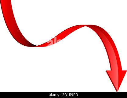 Financial red arrow. Downwards icon Stock Vector