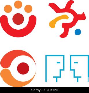 Four simple human logos in geometric form. Vector illustration. Stock Vector