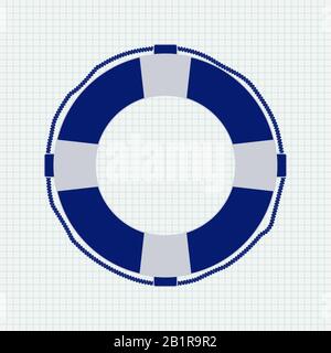Lifebuoy icon on lined paper background Stock Vector