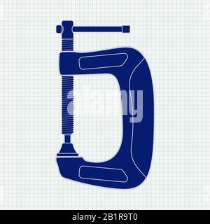 Clamp icon on lined paper background Stock Vector