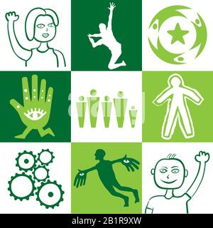 Vector illustration of a group of different human icons. Stock Vector