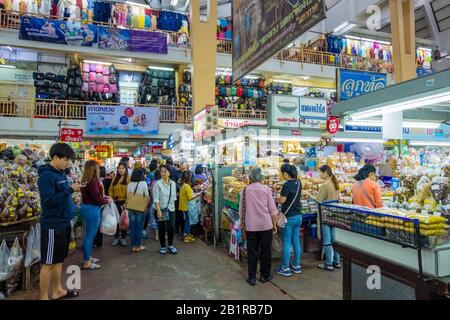 Talat Warorot, market hall, Chiang Mai, Thailand Stock Photo