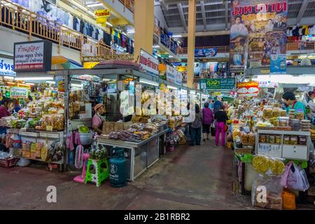 Talat Warorot, market hall, Chiang Mai, Thailand Stock Photo