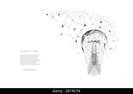 Light bulb of triangles and points. Background light gray lines. Concept idea. Vector Polygonal illustration. Low poly Stock Vector