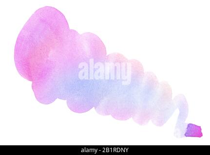 Multicolored watercolor stains in pastel colors on a paper basis. Isolated frame for design hand-drawn by brush. Abstract unique background. Stock Photo