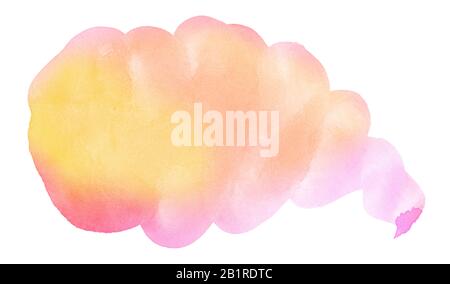 Multicolored watercolor stains in pastel colors on a paper basis. Isolated frame for design hand-drawn by brush. Abstract unique background. Stock Photo