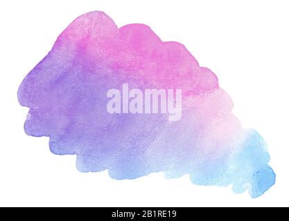 Multicolored watercolor stains in pastel colors on a paper basis. Isolated frame for design hand-drawn by brush. Abstract unique background. Stock Photo