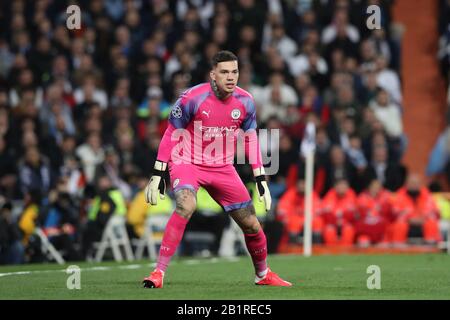 Madrid, Spain. 26th Feb, 2020. MADRID, SPAIN - 26 FEBRUARY: Ederson of Manchester City during the UEFA Champions League, round of 16, 1st leg football match between Real Madrid CF and Manchester City on February 26, 2020 at Santiago Bernabeu stadium in Madrid, Spain Credit: Manuel Blondeau/ZUMA Wire/Alamy Live News Stock Photo