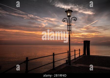 Lazise, Garda lake, Italy after sunset Stock Photo