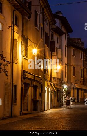 Lazise, Garda lake, Italy after sunset Stock Photo