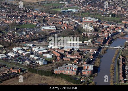 aerial view of Selby, North Yorkshire, UK Stock Photo