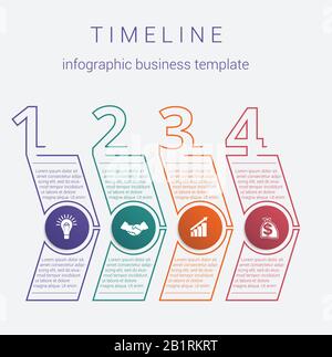 Timeline. infographic business template. Horizontal arrows 4 positions.Visualization of the business strategy in the time period Stock Vector