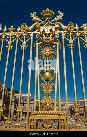 Versailles, France - July 10, 2019: Gate of Honour, Palace of Versailles, France. Stock Photo