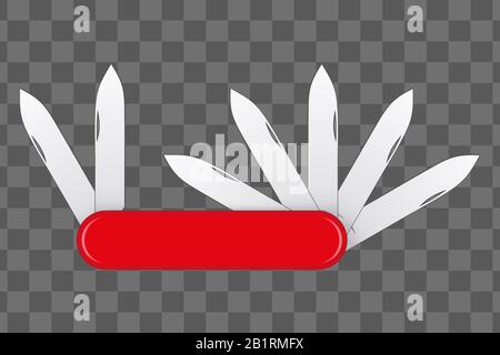 Penknife with many blades. Stock Vector