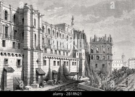 restoration  ot Château de Saint-Germain-en-Laye, near Paris, 1863 Stock Photo