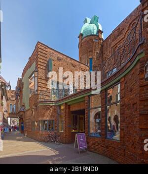 Entrance to the Handwerkerhof and Paula Modersohn-Becker-Haus in Böttcherstraße, Hanseatic City of Bremen, Germany, Stock Photo