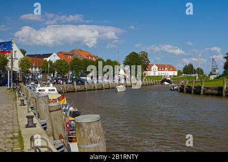 Harbor in Tönning, North Frisia, Schleswig-Holstein, Germany, Stock Photo