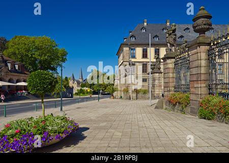 Panoramic view from the City Castle to St. Michael's Church in Fulda, Hesse, Germany, Stock Photo