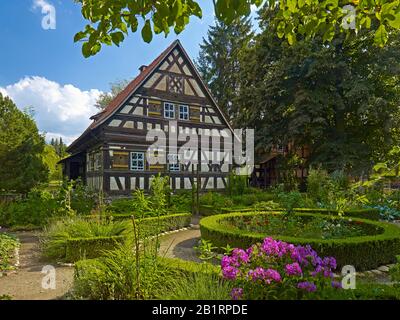 Open-air museum of Thuringian farmhouses in Rudolstadt, Saalfeld-Rudolstadt district, Thuringia, Germany, Stock Photo