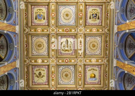 Magnificent interior ceiling view of the Holy Spirit Cathedral, also known as the St. Esprit Cathedral, is one of the principal Catholic churches Stock Photo