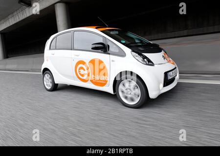 First series-produced, pure electric car in Germany, Citroen C-ZERO AIRDREAM, dynamic driving recording, electromobility, e-car, Germany, Stock Photo